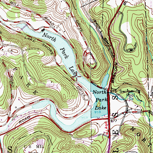 Topographic Map of North Park Lake, PA