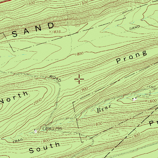 Topographic Map of North Prong Thick Mountain, PA