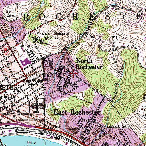 Topographic Map of North Rochester, PA