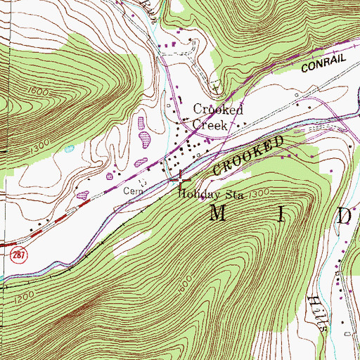 Topographic Map of North Run, PA