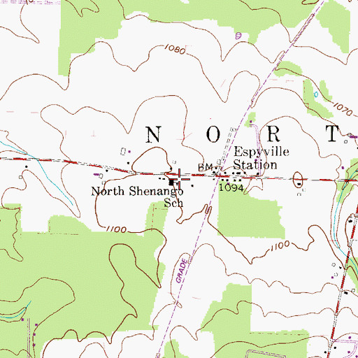 Topographic Map of North Shenango School, PA