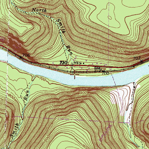 Topographic Map of North Smith Run, PA