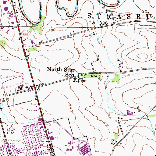 Topographic Map of North Star School, PA