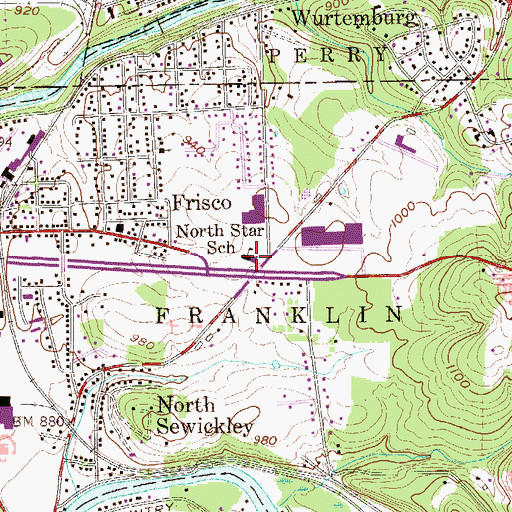 Topographic Map of North Star School, PA