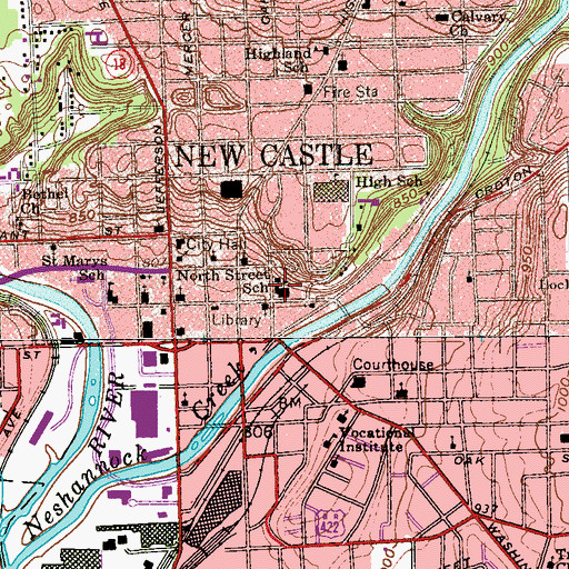 Topographic Map of North Street Church, PA