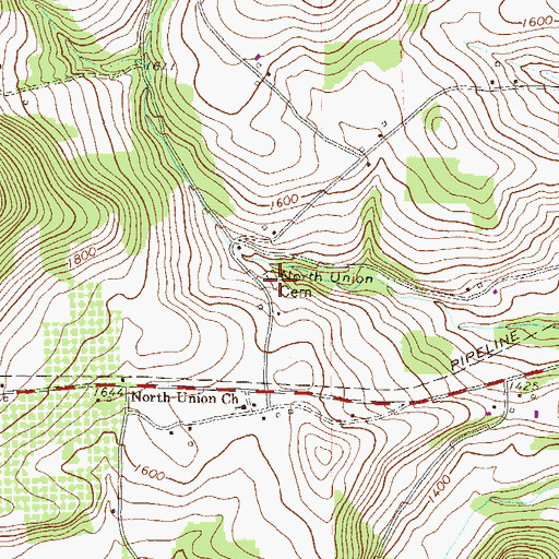 Topographic Map of North Union Cemetery, PA