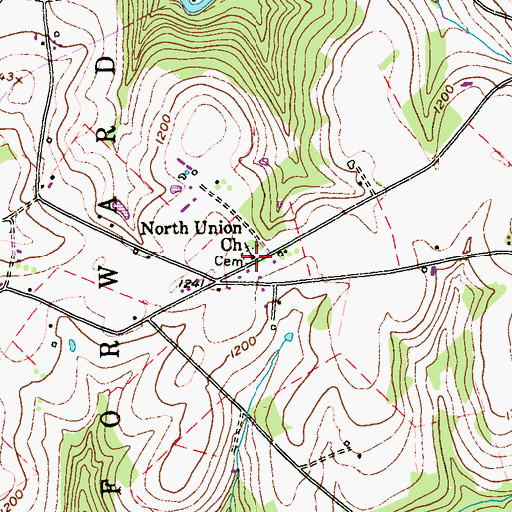 Topographic Map of North Union Church, PA