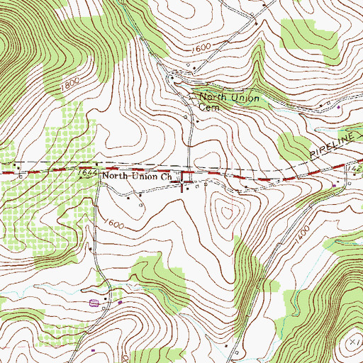 Topographic Map of North Union Church, PA