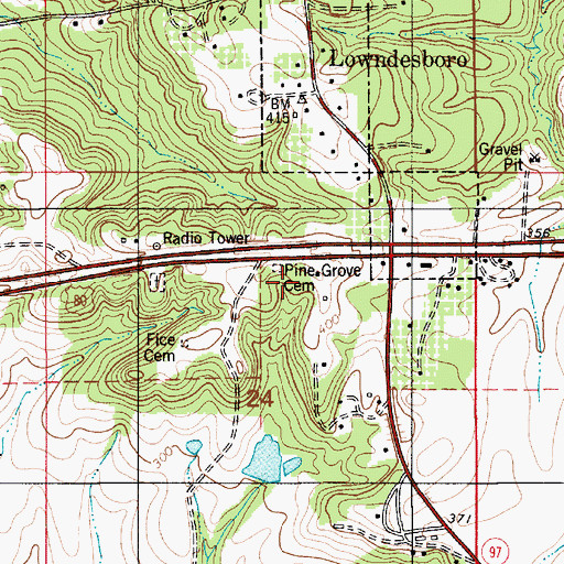 Topographic Map of Fice Cemetery, AL