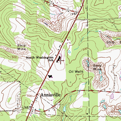 Topographic Map of North Washington School, PA