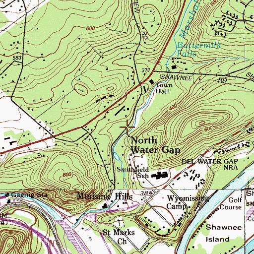 Topographic Map of North Water Gap, PA