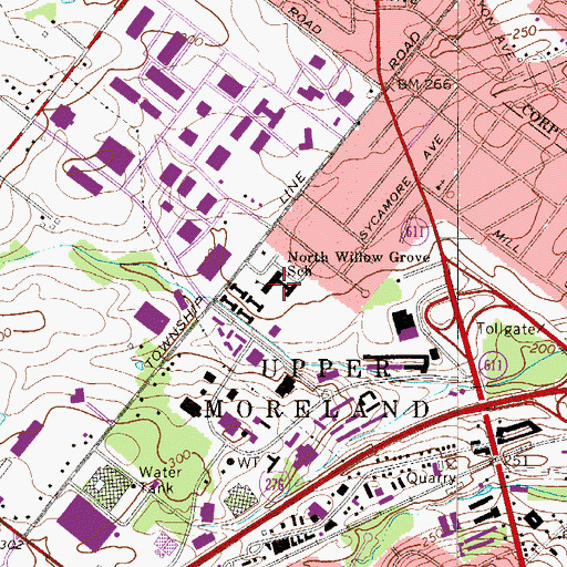 Topographic Map of North Willow Grove School (historical), PA