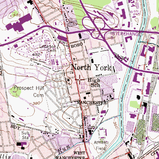 Topographic Map of North York, PA