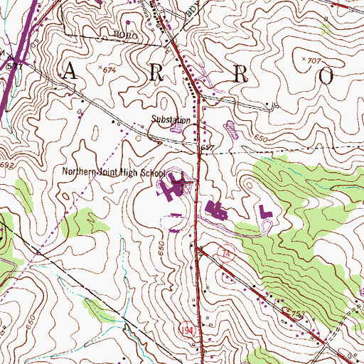 Topographic Map of Northern Joint High School, PA