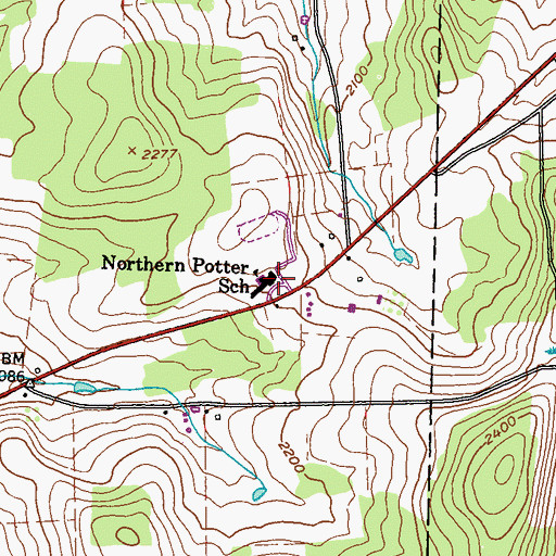Topographic Map of Northern Potter School, PA