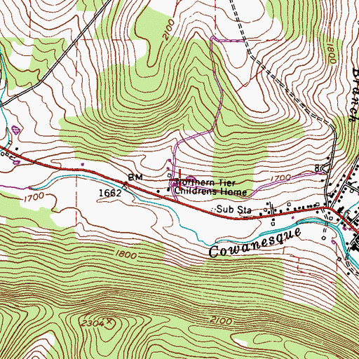 Topographic Map of Northern Tier Childrens Home, PA