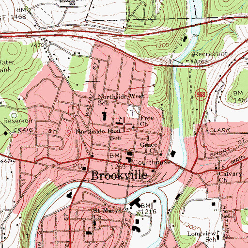 Topographic Map of Northside East School, PA