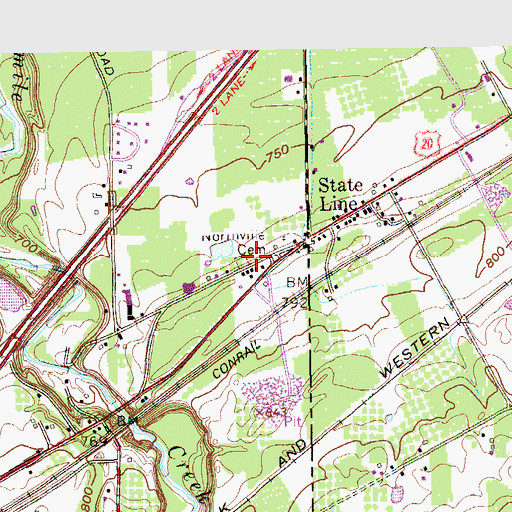 Topographic Map of Northville Cemetery, PA