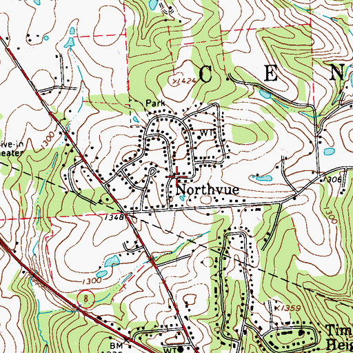 Topographic Map of Northvue, PA