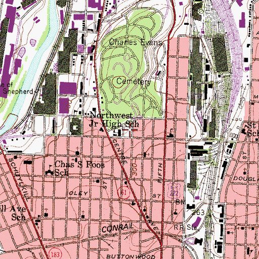 Topographic Map of Northwest Junior High School, PA