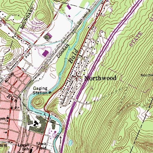 Topographic Map of Northwood, PA