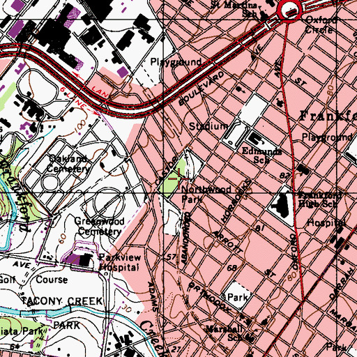 Topographic Map of Northwood Park, PA