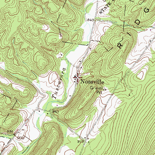 Topographic Map of Nossville, PA