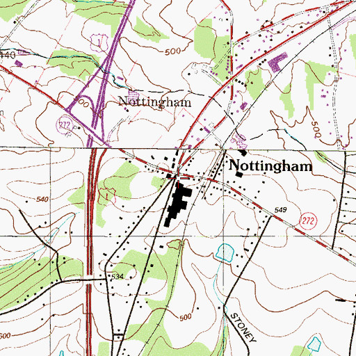 Topographic Map of Nottingham, PA