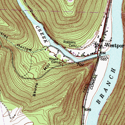 Topographic Map of Noyes Cemetery, PA