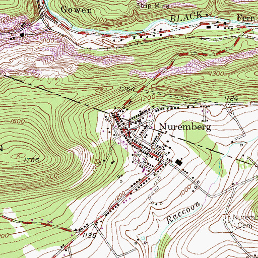 Topographic Map of Nuremberg, PA