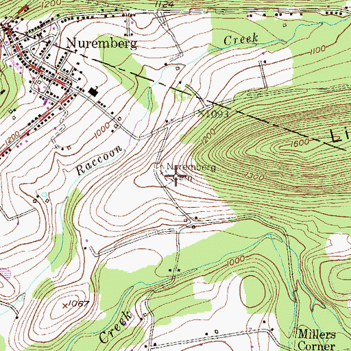 Topographic Map of Nuremberg Cemetery, PA