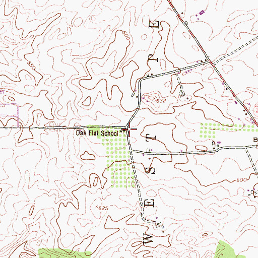 Topographic Map of Oak Flat School, PA