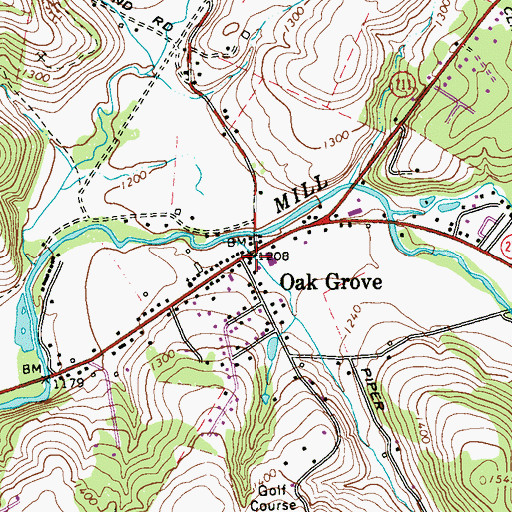 Topographic Map of Oak Grove, PA