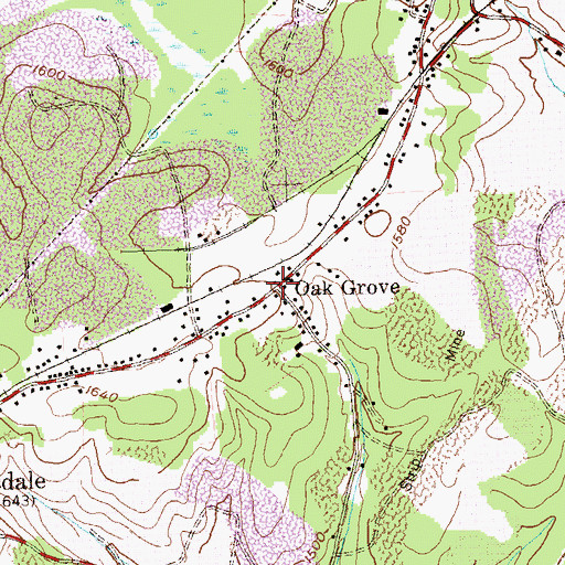Topographic Map of Oak Grove, PA