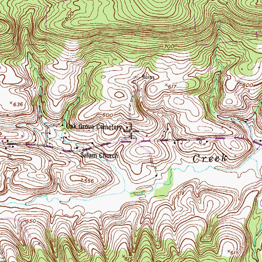Topographic Map of Oak Grove Cemetery, PA