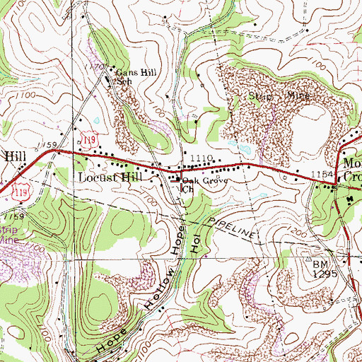 Topographic Map of Oak Grove Church, PA