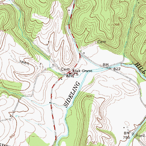 Topographic Map of Oak Grove Church, PA
