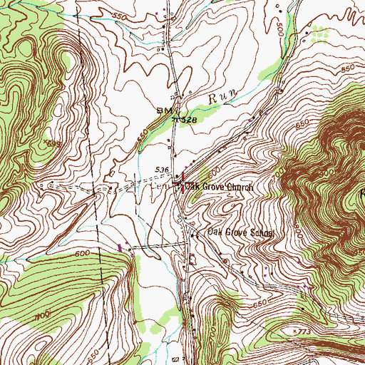 Topographic Map of Oak Grove Church, PA