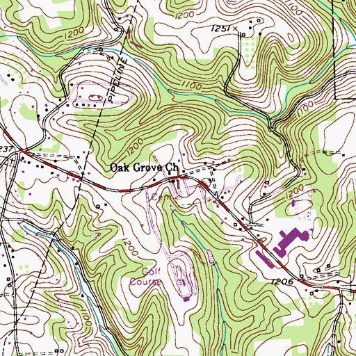 Topographic Map of Oak Grove Church, PA