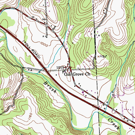 Topographic Map of Oak Grove Church, PA