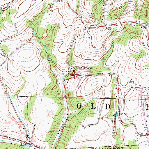Topographic Map of Oak Grove Church, PA