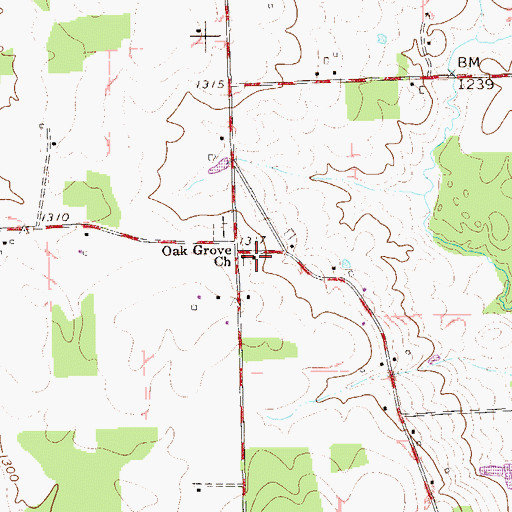 Topographic Map of Oak Grove Church, PA