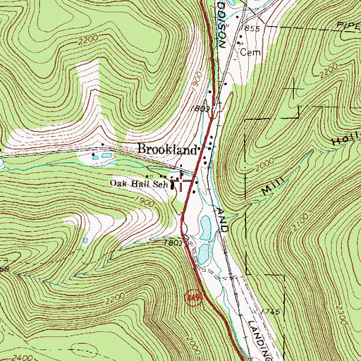 Topographic Map of Oak Hall School, PA