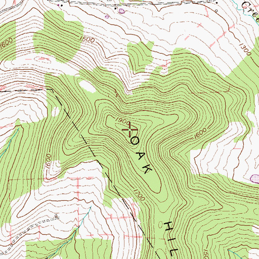 Topographic Map of Oak Hill, PA