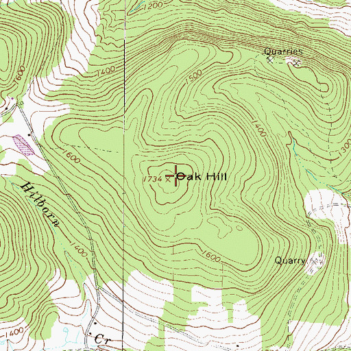 Topographic Map of Oak Hill, PA