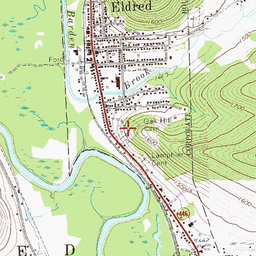 Topographic Map of Oak Hill Cemetery, PA
