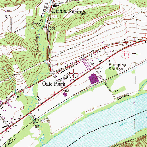 Topographic Map of Oak Park, PA