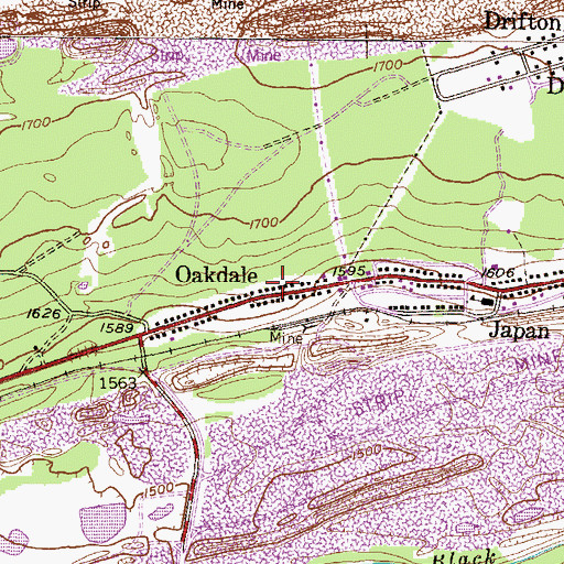 Topographic Map of Oakdale, PA