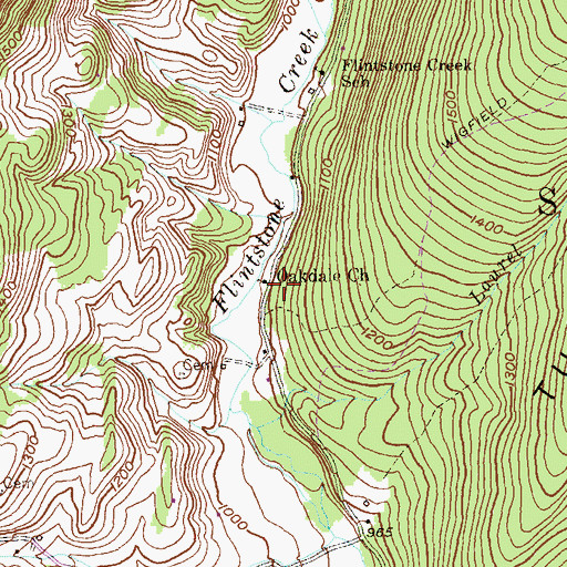 Topographic Map of Oakdale Church, PA