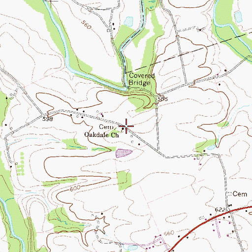 Topographic Map of Oakdale Church, PA